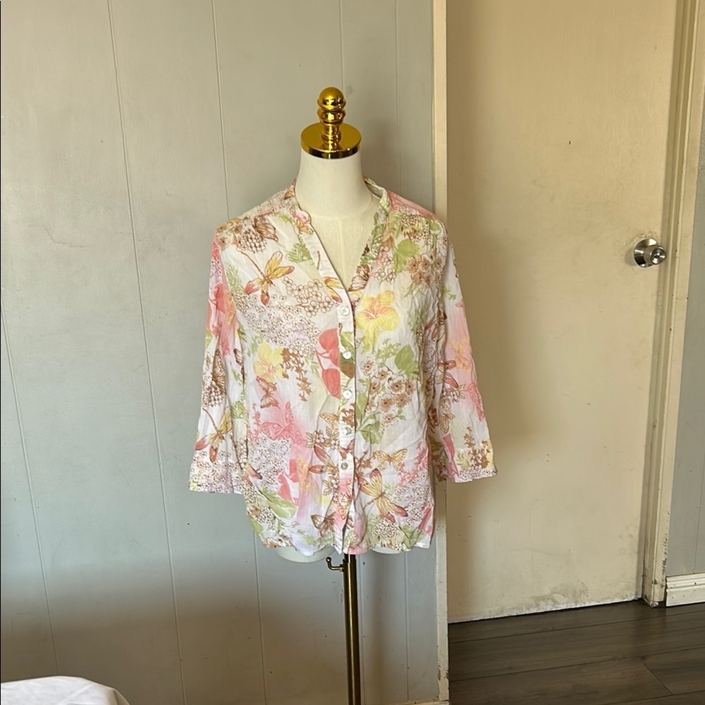 Alfred Dunner Pastel Floral Button-Down Shirt